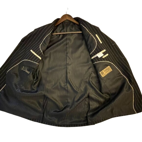 Demantie Mens Pinstriped Blazer Sz 38R and Vest sz 32 Super 150s Hand-Tailored - Picture 10 of 11